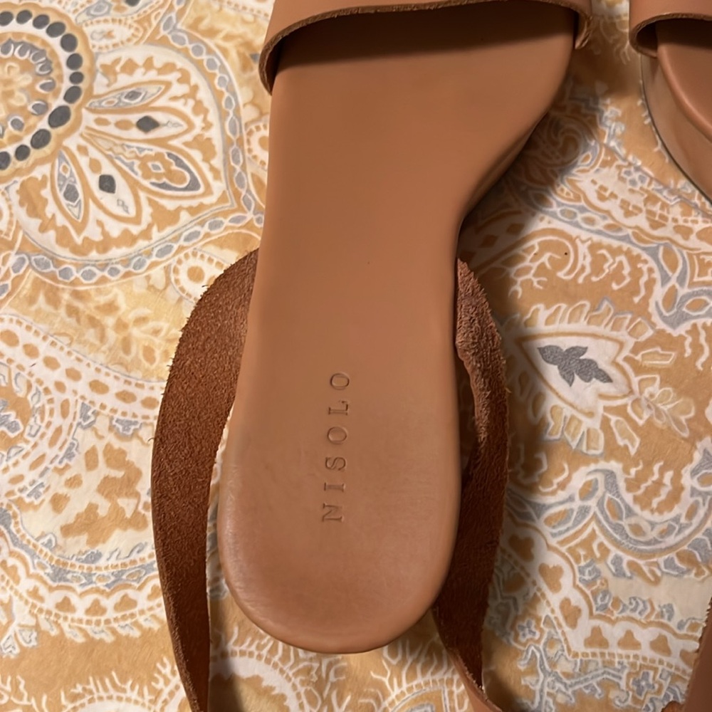 👡 Nisolo “Sarita” Wooden & Leather Wedge Sandal 🌞 - Picture 9 of 10